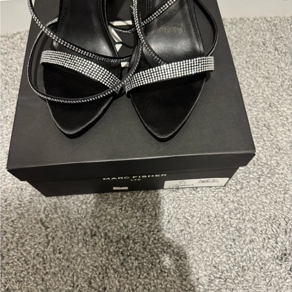 Marc Fisher Black Women's Heels with Silver Accents - Picture 2 of 4
